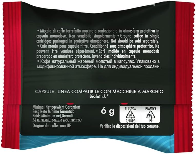 Detalle de Caffè Borbone Café Roja 100 Cápsulas ☕ Compatibles Bialetti