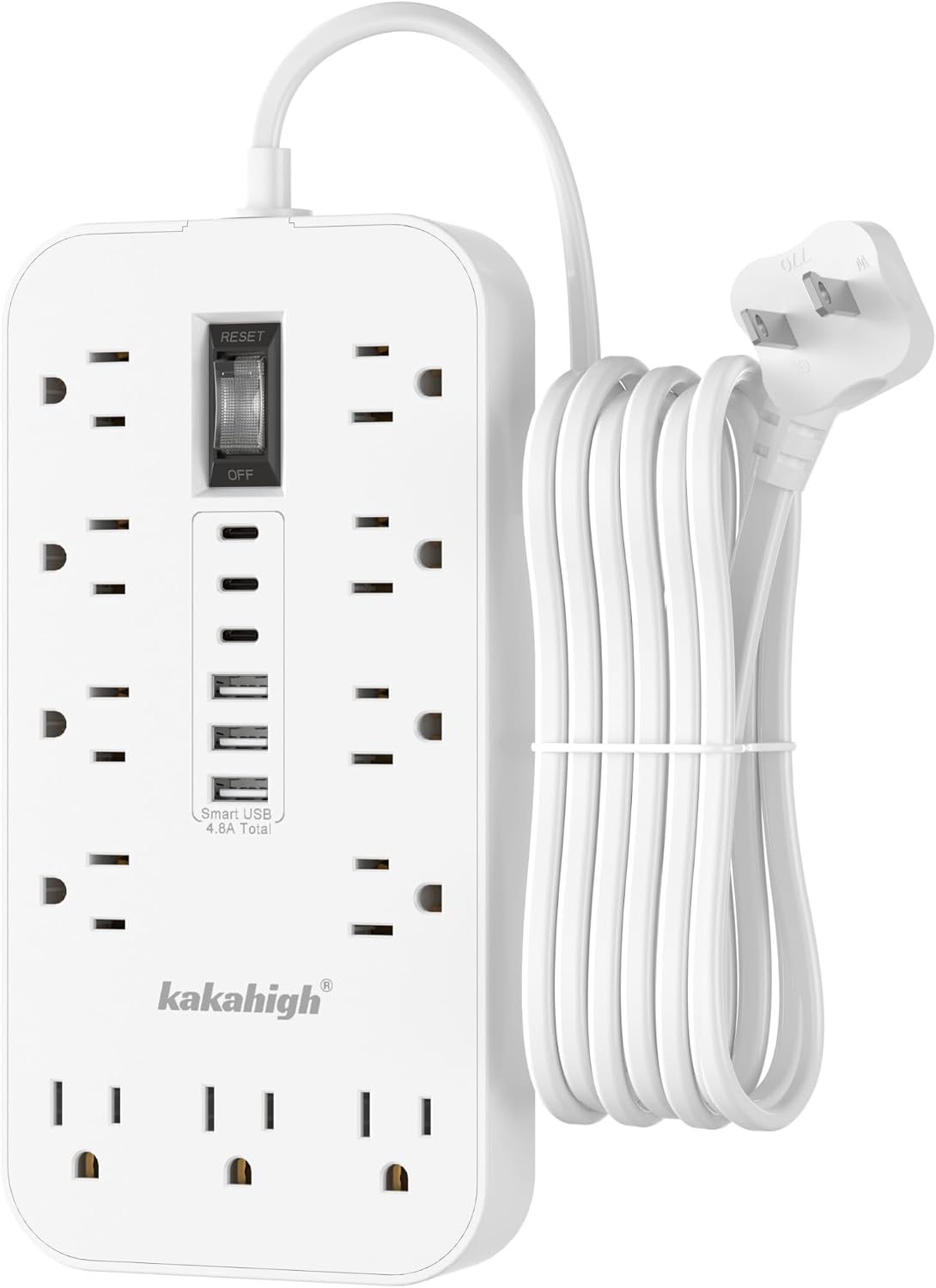 Detalle de kakahigh 808 Power Strip, 11 AC Outlets, 6 USB Ports, 5-Foot Cord