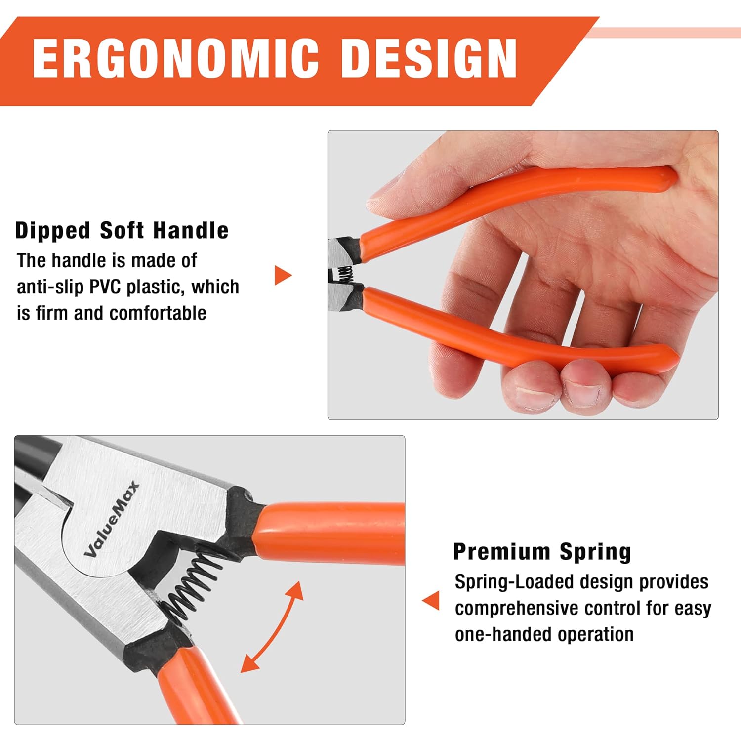 Thumbnail 2 de ValueMax 180mm Circlip Pliers Set – 4‑Piece Internal & External Snap Ring Pliers in Zip Case