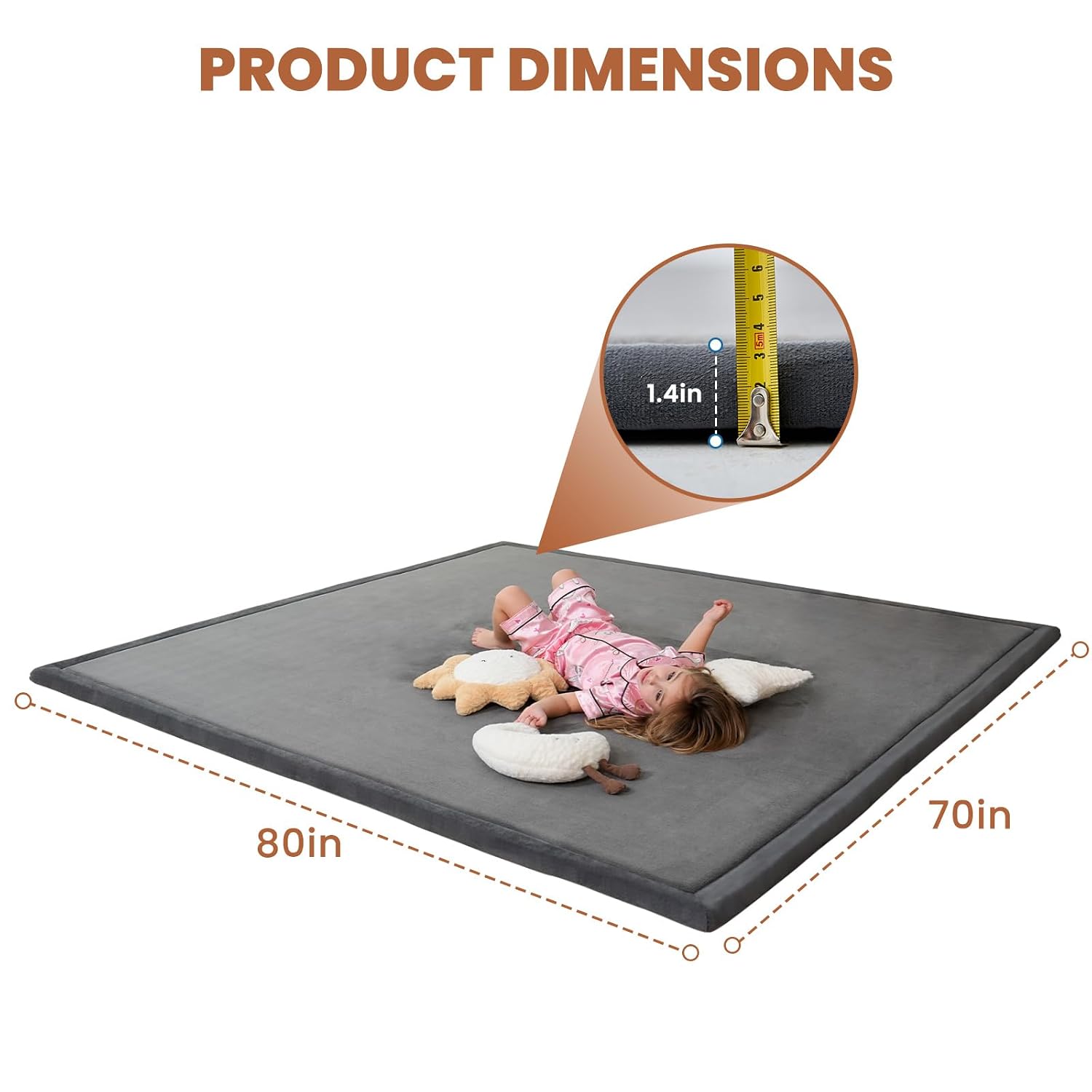 Thumbnail 1 de SUNYRISY Krabbelmatte Baby Spielmatte 3,5 cm, Memory-Schaum, 180 x 200 cm (Grau)