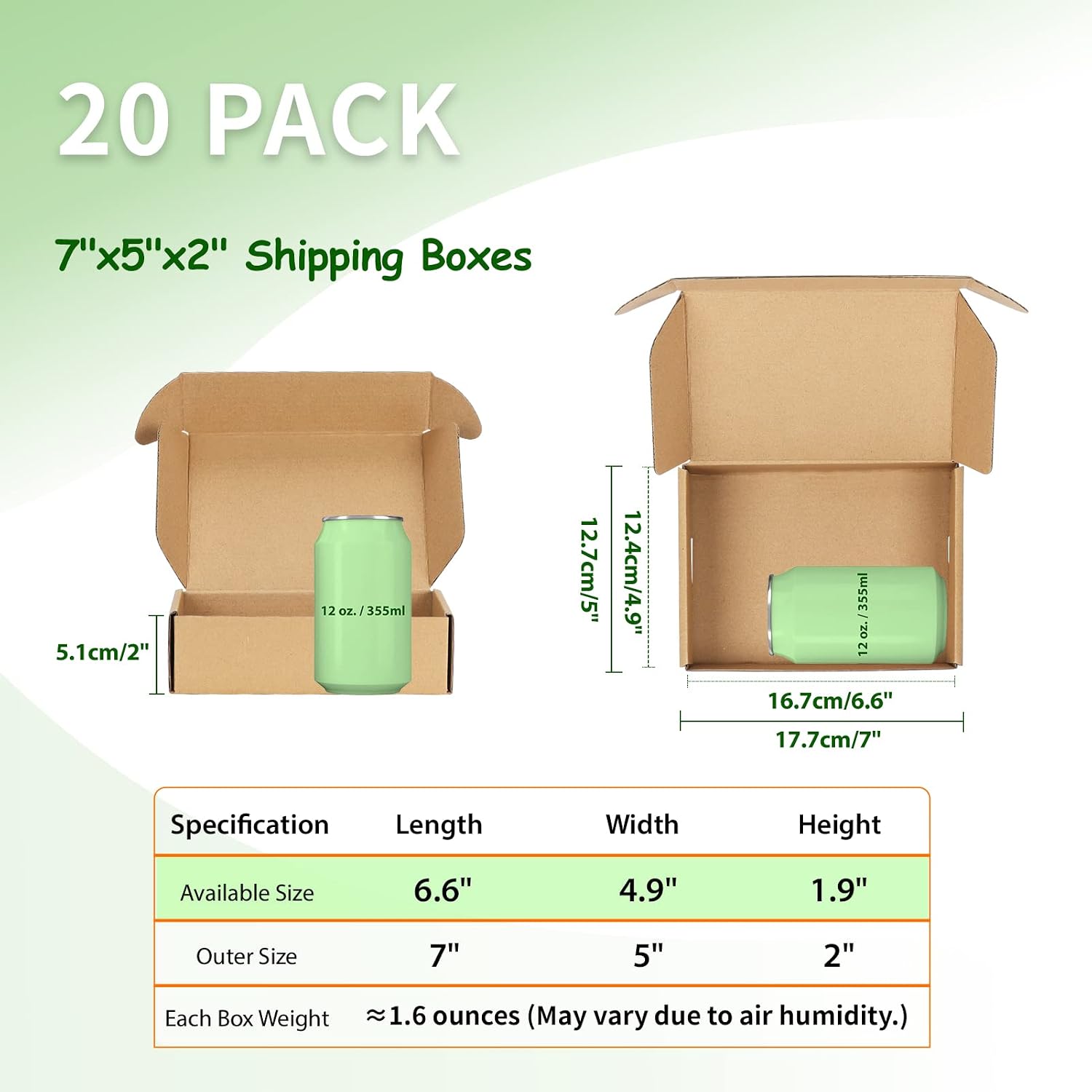 Detalle de HORLIMER 20 Pack Small Cardboard Boxes (7x5x2 in) Brown Corrugated Shipping Boxes
