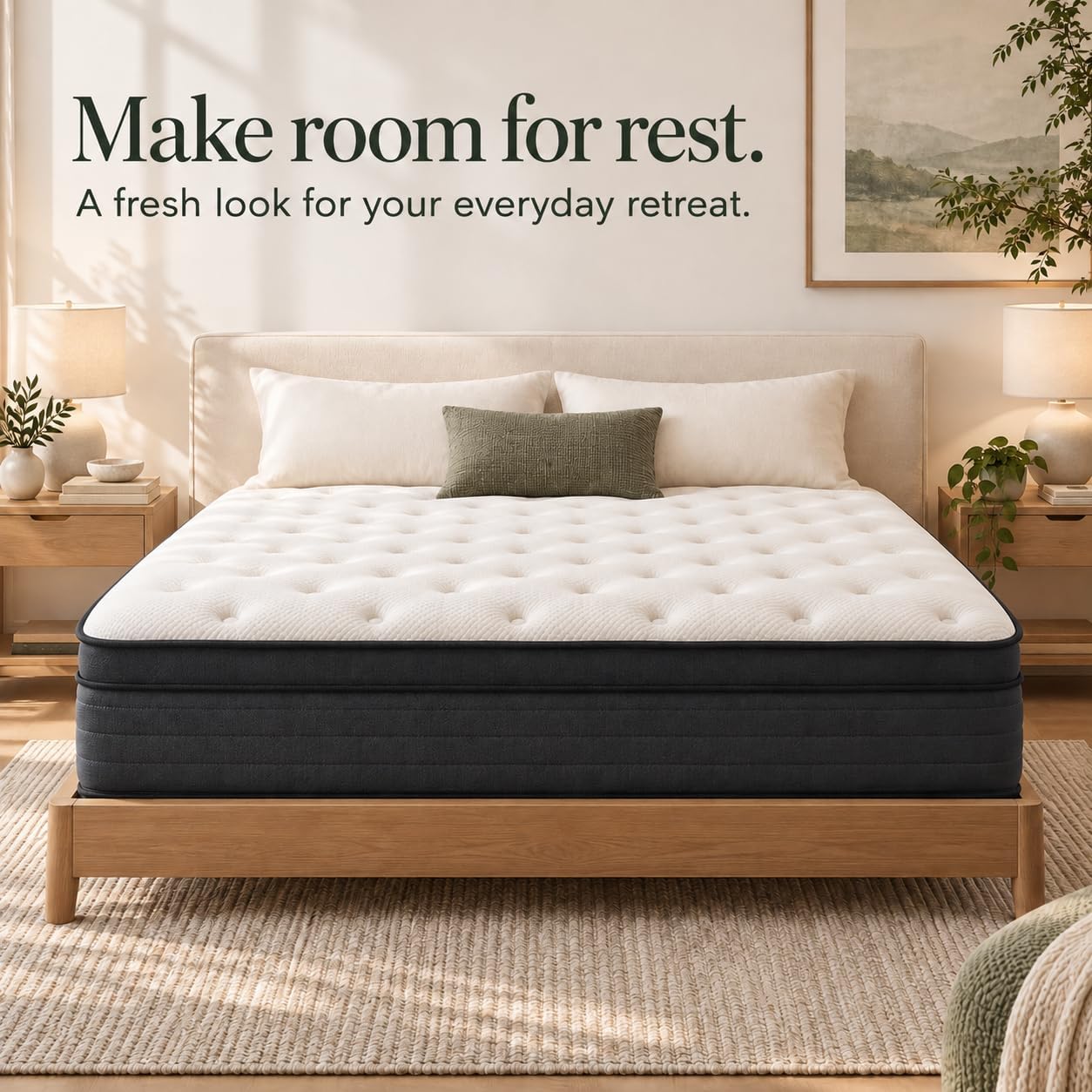 Detalle de Vantto Full Hybrid Mattress, 10-Inch Memory Foam with Pocket Springs
