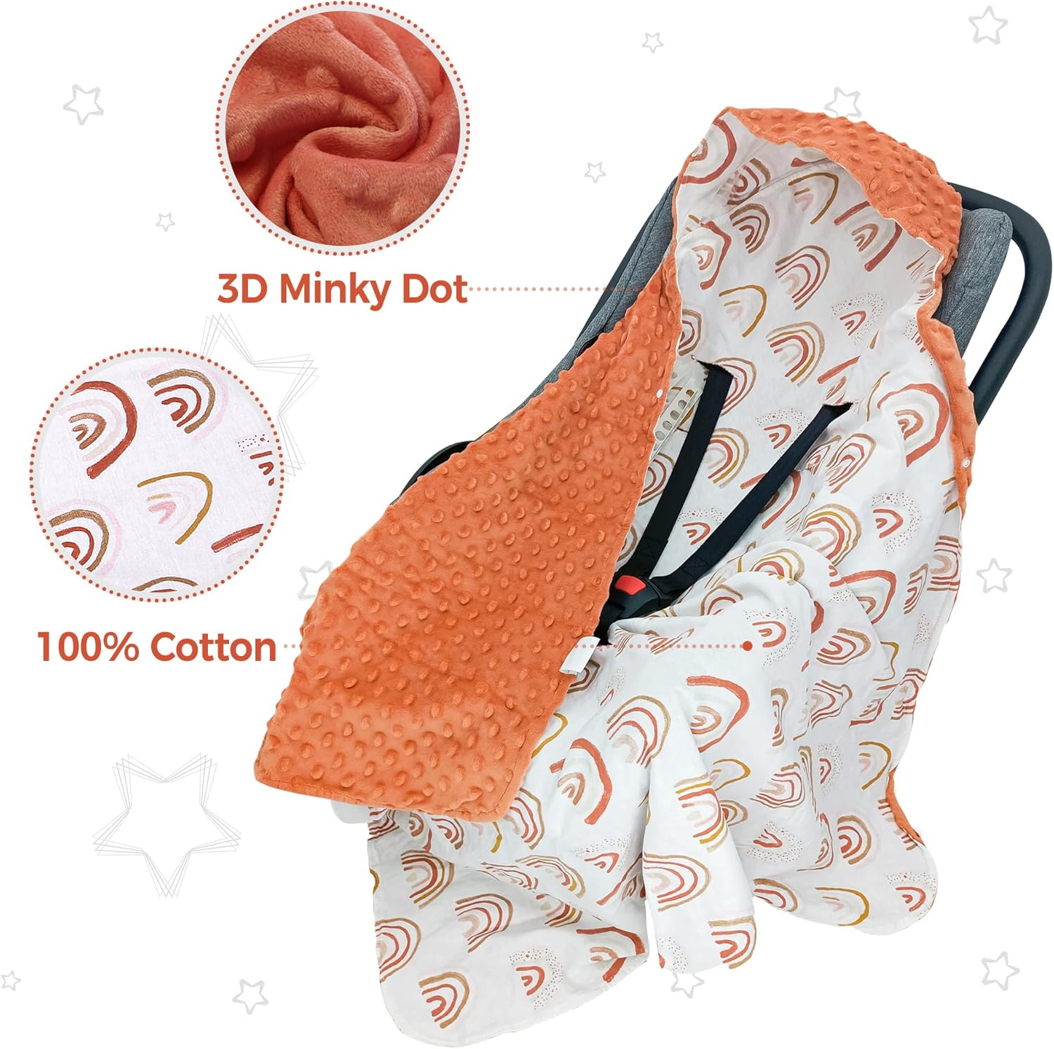 Thumbnail 3 de Miracle Baby Einschlagdecke 90x90 cm – Baumwolle, universell, für Babyschale und Kinderwagen