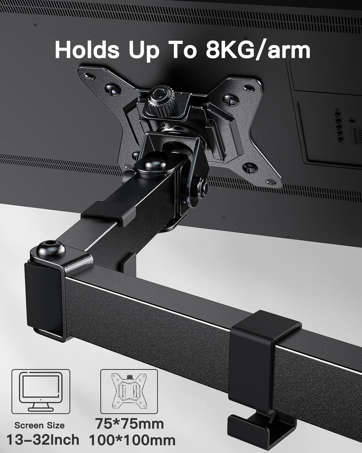 Thumbnail 2 de ErGear Dual Monitor Stand for 13"–32" Screens — Freestanding, Wide Base Dual Monitor Arm Desk Mount