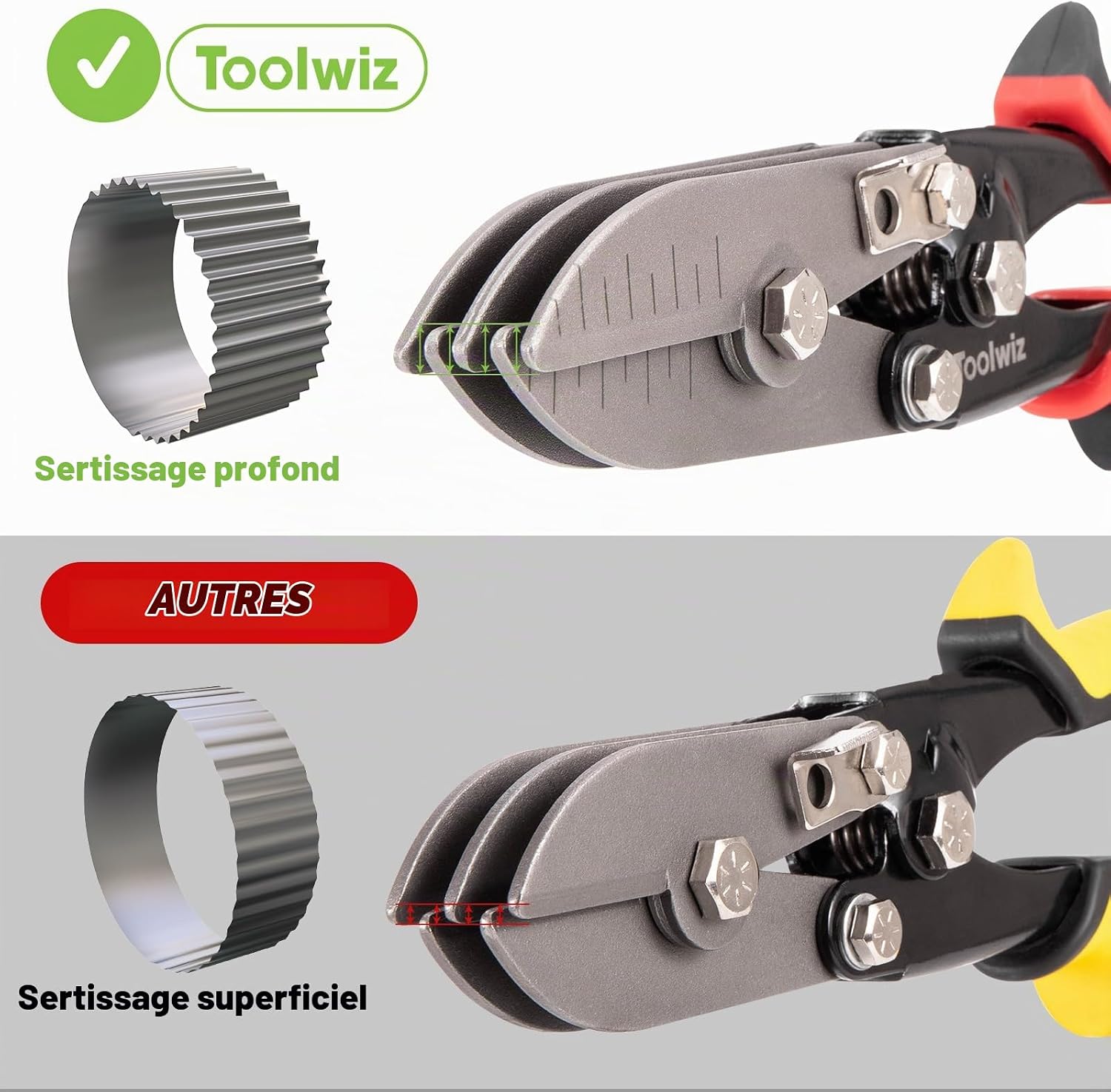 Thumbnail 6 de Toolwiz TMC4065 krimptang met 5 messen voor plaatwerk van 24-26 gauge