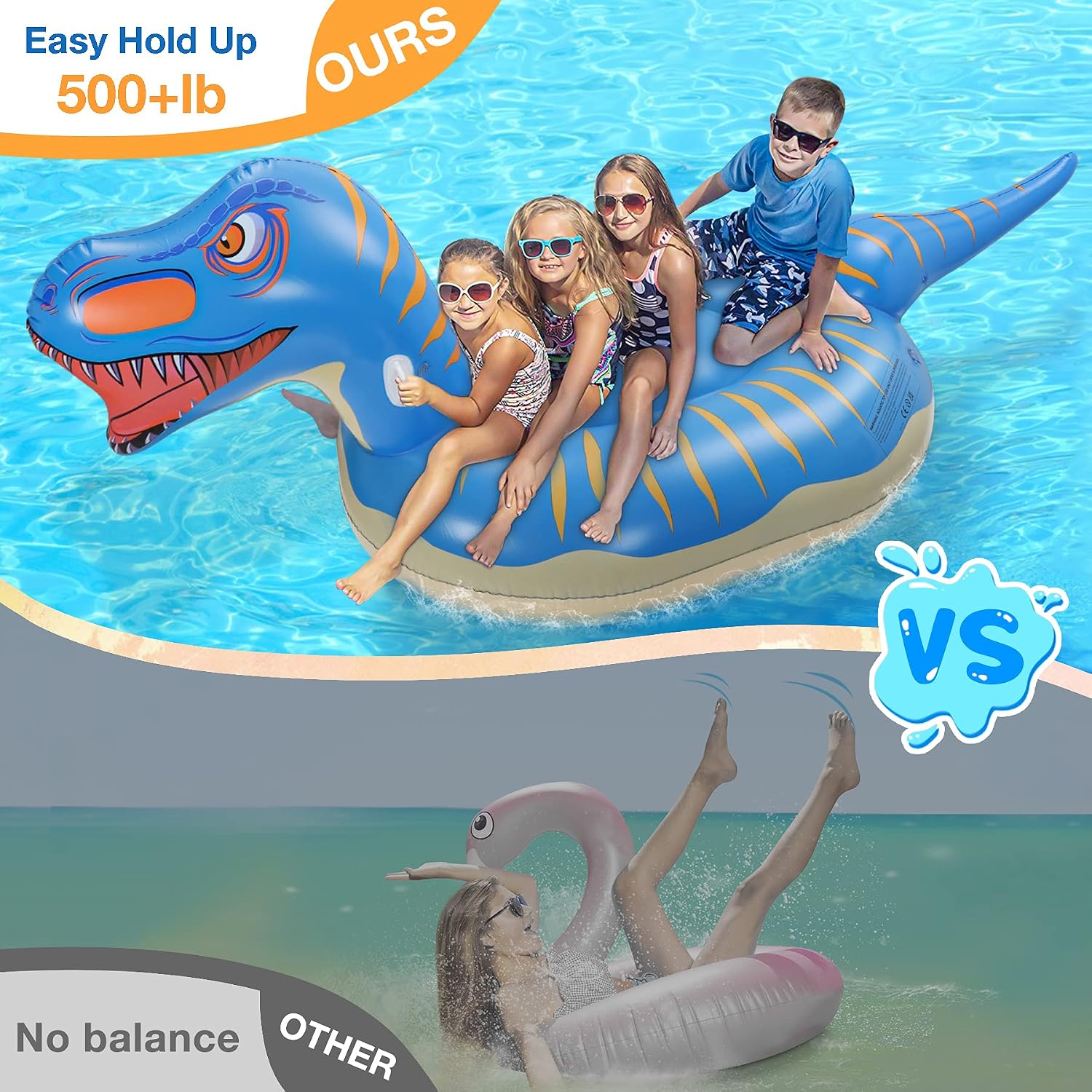 Thumbnail 3 de Jojoin Gigante Gonfiabile Dinosauro: 275×115×100 cm per piscina e spiaggia, robusto e facile da gonfiare