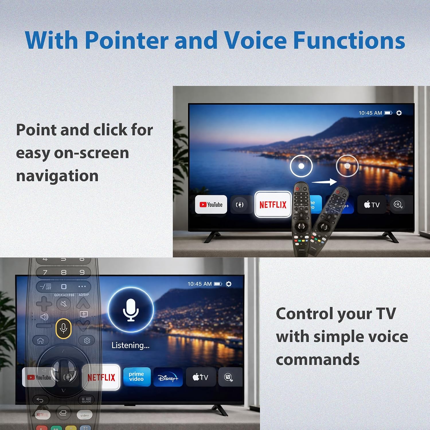Detalle de LG TV Magic Remote Replacement (MR18/19/20/21/22/23/24/25 GA) – Universal Voice & Pointer Remote