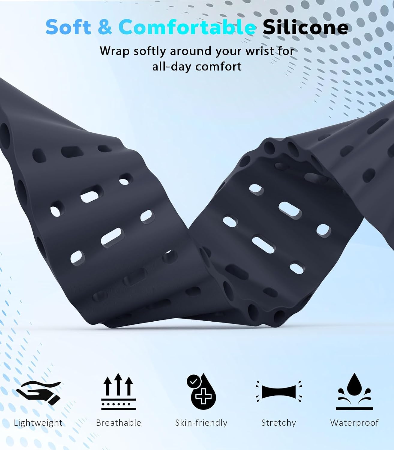 Detalle de Upgraded Ocean Watch Band for Apple Watch (42/44/45/46/49mm) | Breathable Sport Strap with Metal Connector