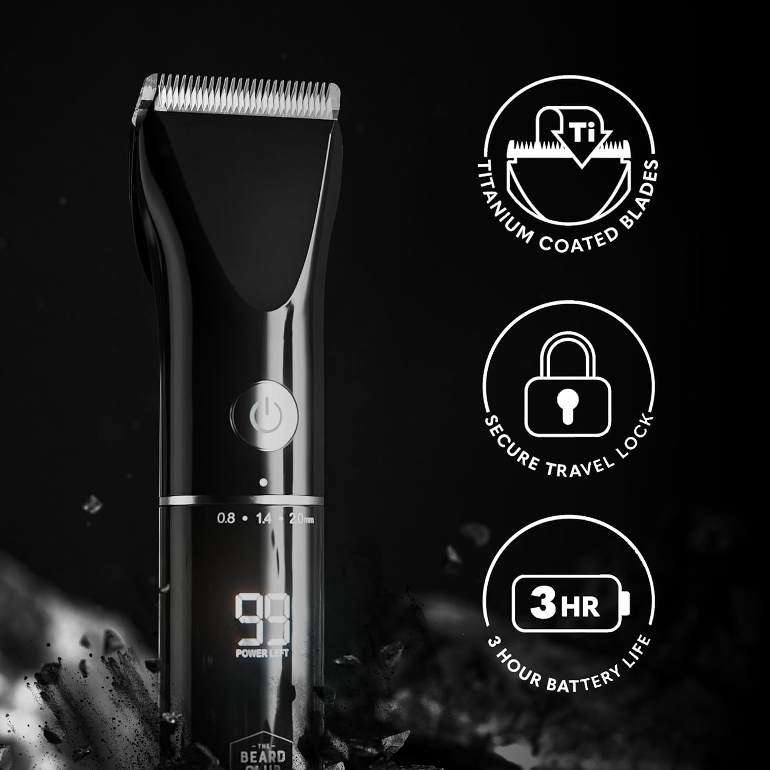 Detalle 2 de The Beard Club Beard Trimmer for Men 8 Color Guides 45 Trim Lengths 📏