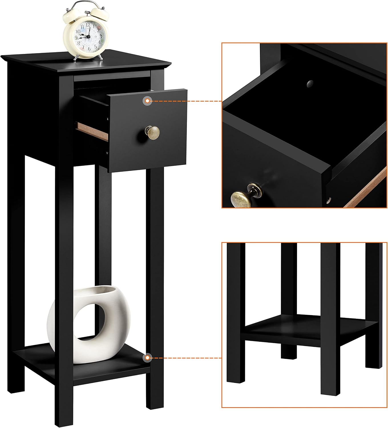 Detalle de Yaheetech slim bedside tables set of 2