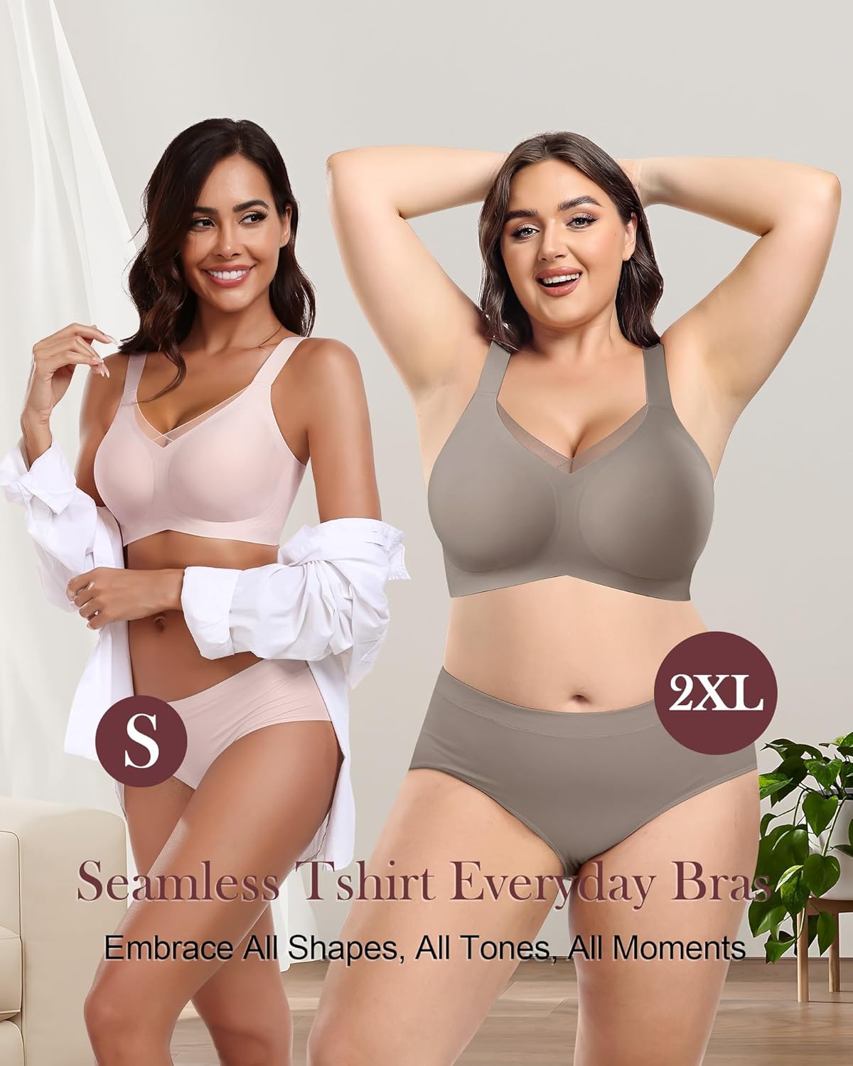 Thumbnail 5 de HORISUN Damen Bügelloser BH mit nahtlosem Push-Up & Mesh-Spitzen (Komfort, starker Halt) für große Brüste