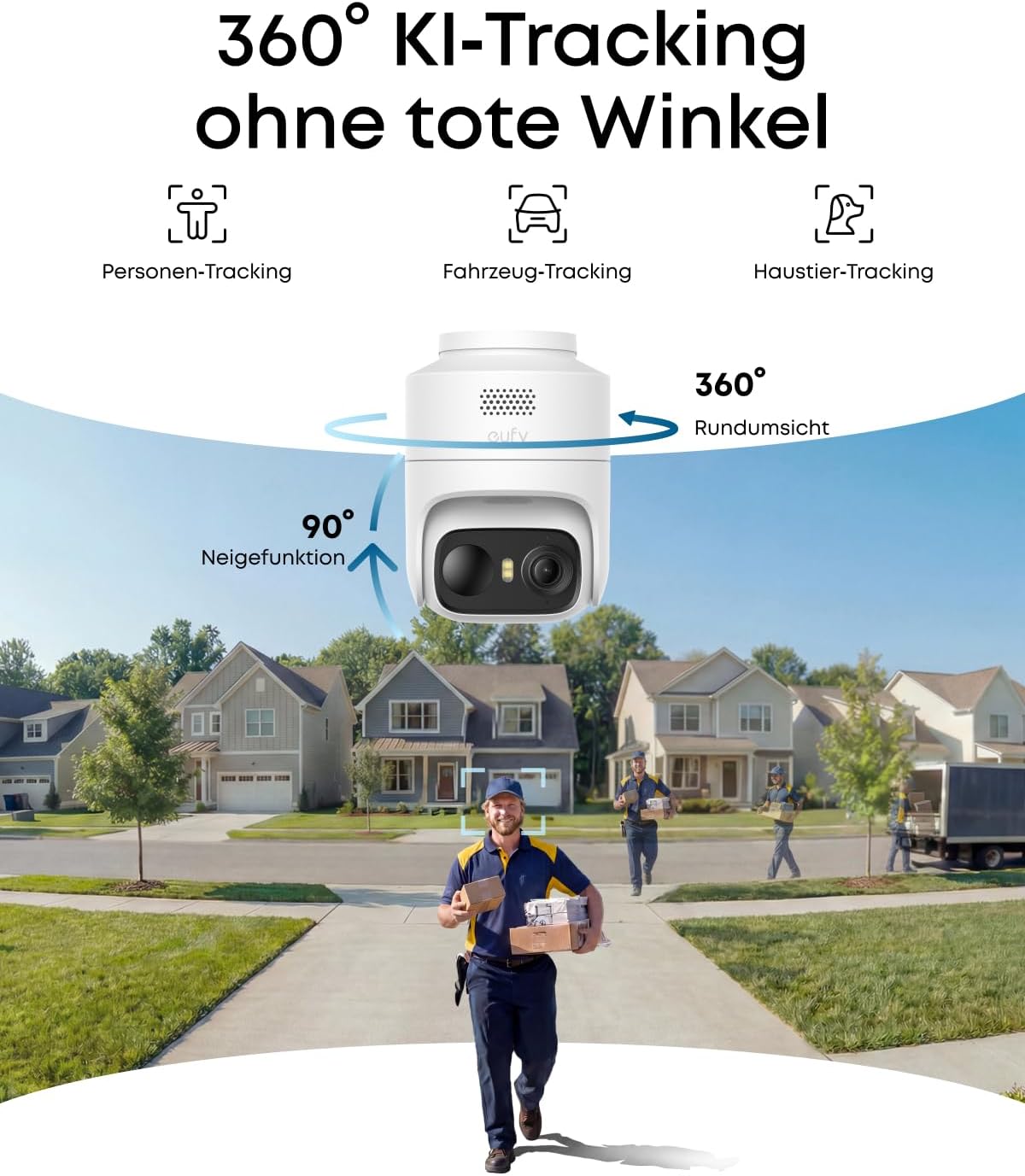 Thumbnail 1 de eufy Security eufyCam C37: kabellose 2K Outdoor-Überwachungskamera mit 360° KI-Tracking, Solar & Gesichtserkennung