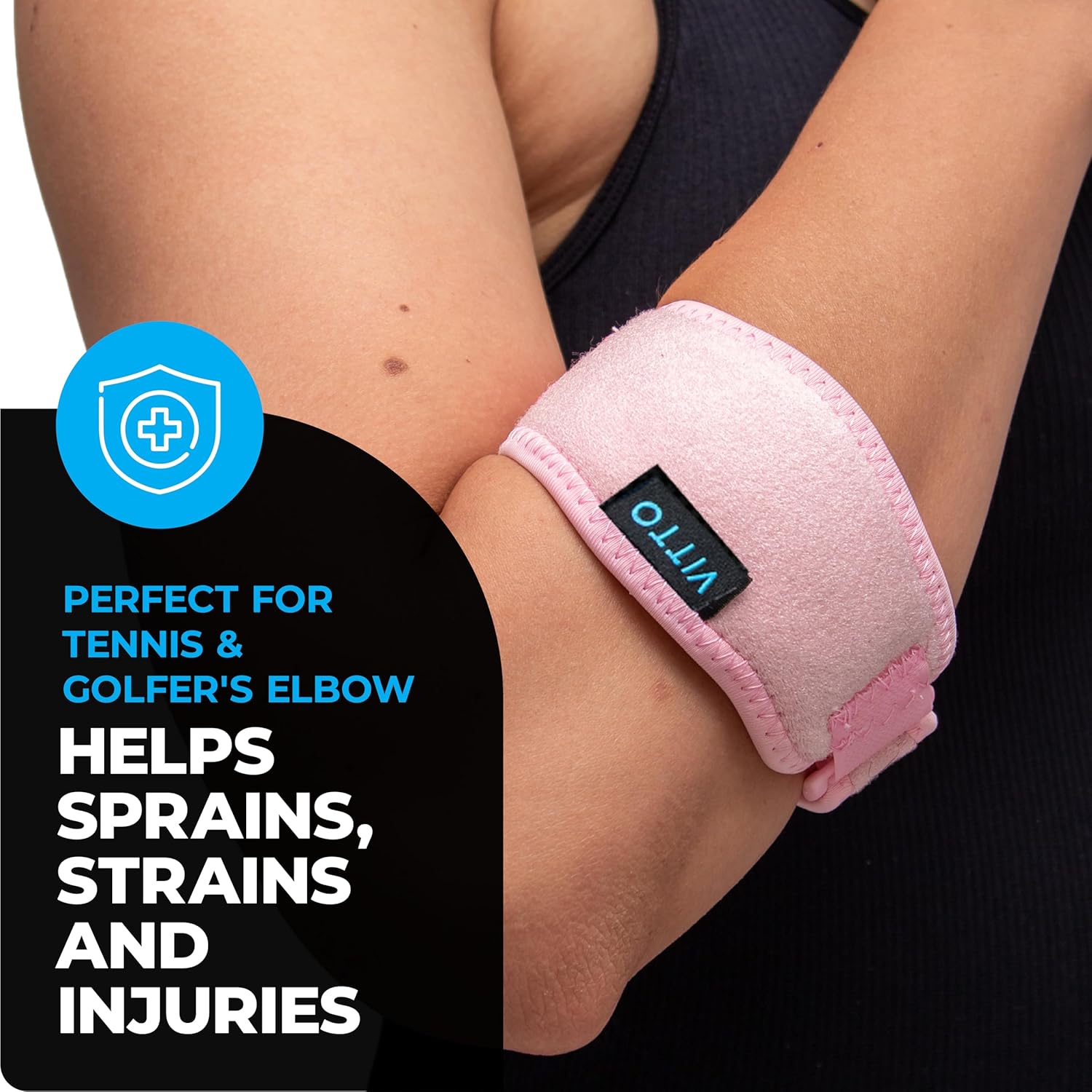 Thumbnail 1 de VITTO Elbow Support – Adjustable Tennis Elbow Strap for Pain Relief (Light Pink, One Size)