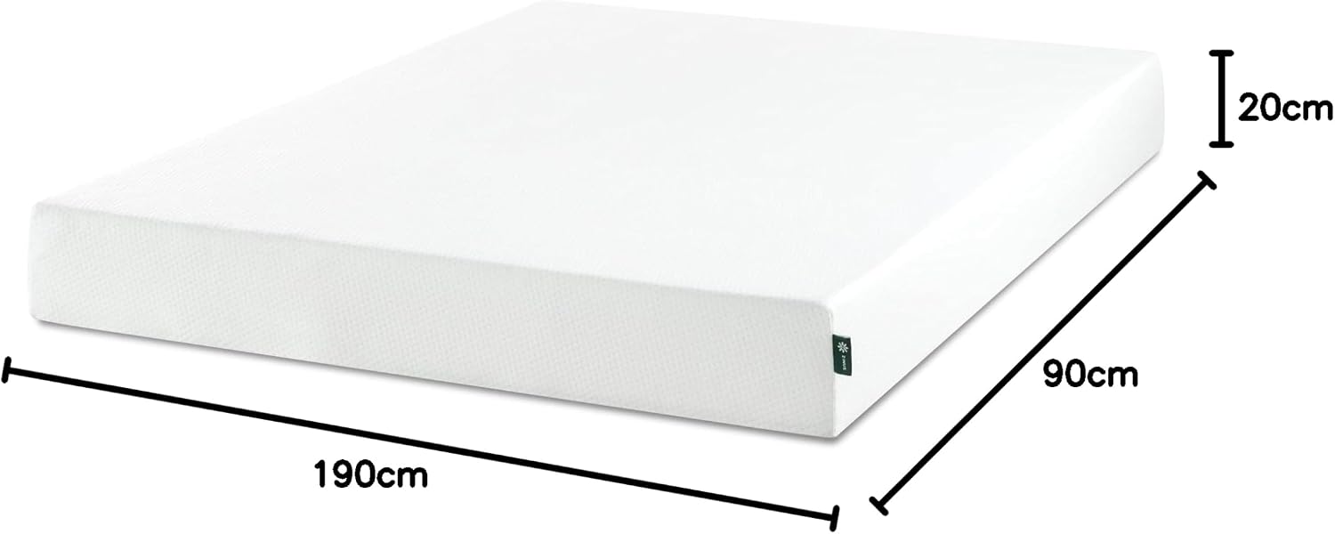 Thumbnail 1 de Zinus 3ft Single Memory Foam Mattress with Green Tea & Charcoal Infusion (90 x 190 cm) – 8'' High, Medium Firm Orthopaedic Support