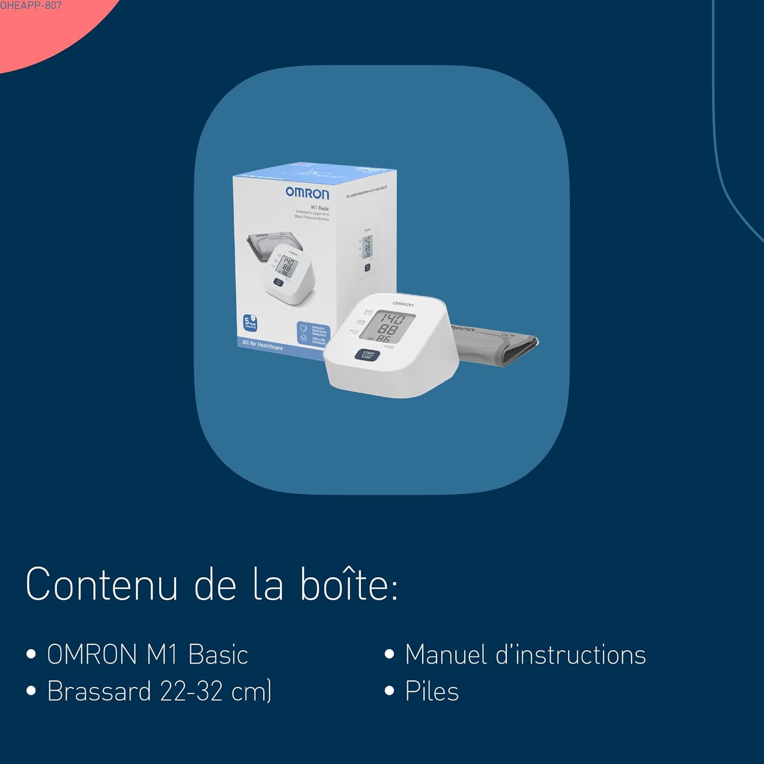 Thumbnail 5 de OMRON M1 Basic – Tensiomètre bras automatiques, brassard 22–32 cm, mesure en un seul toucher
