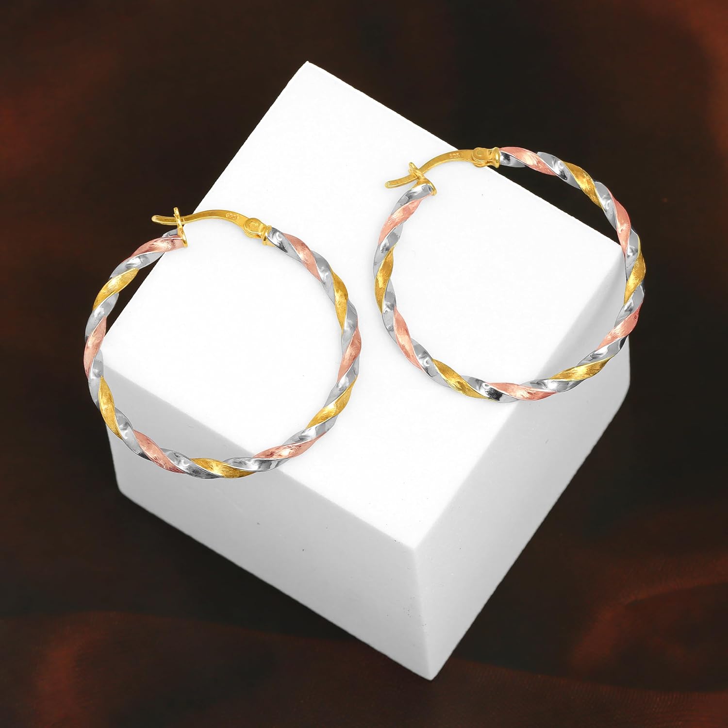 Thumbnail 2 de LeCalla Echte 925 Silber Ohrringe Tri-Color