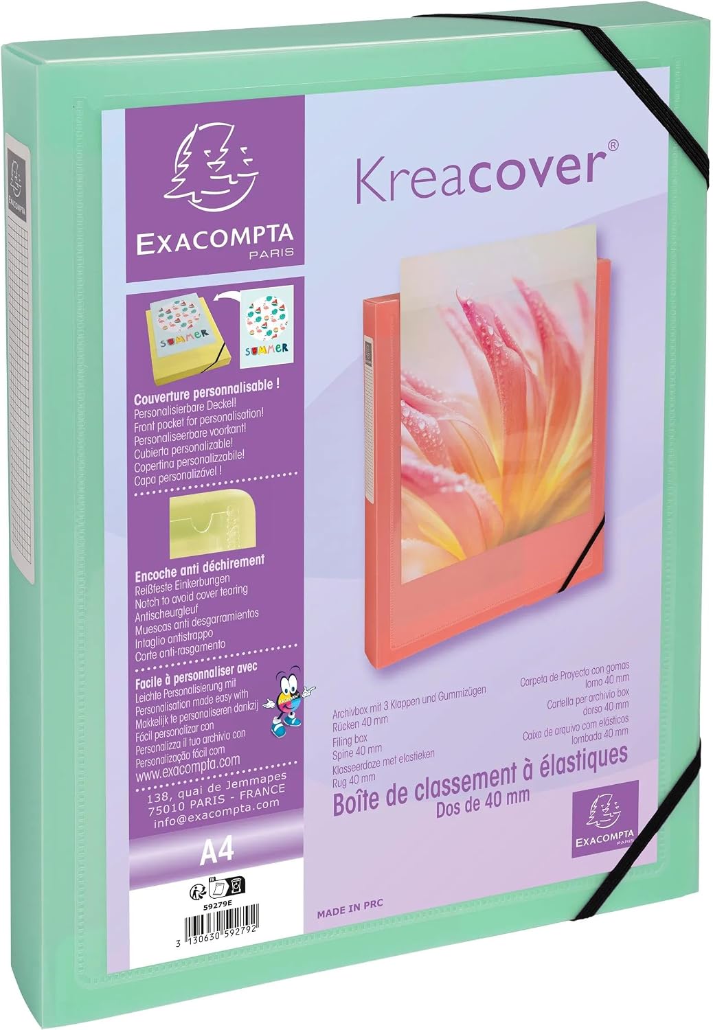 Detalle de Exacompta 59279E – 5 boîtes de classement Kreacover Pastel (A4, 25 x 33 cm)