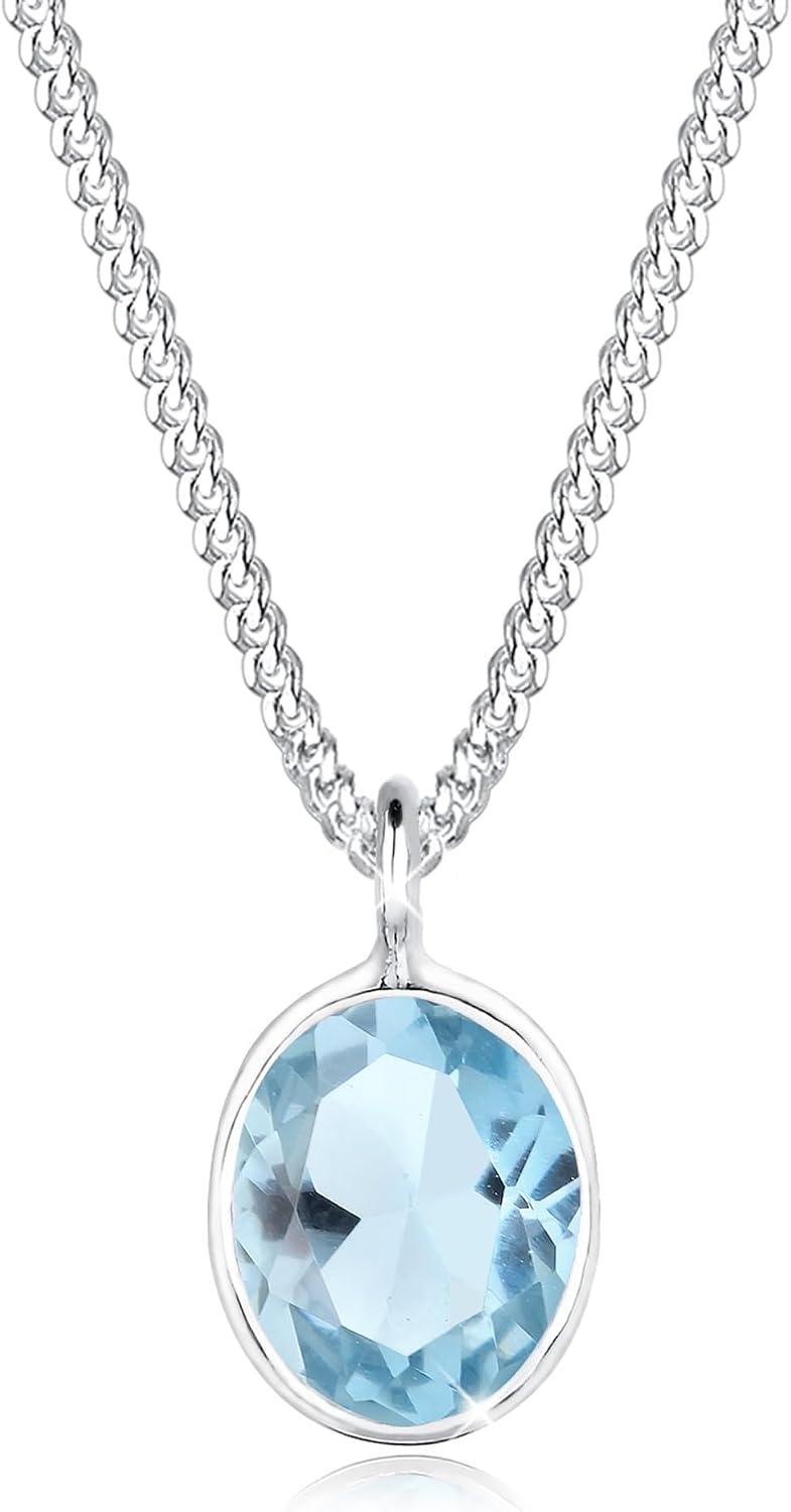 Detalle de Elli Damen-Kette 925 Silber Topas Blau