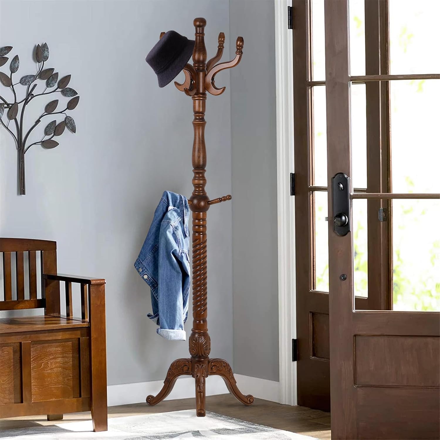 Detalle de Bekrvio Freestanding Coat Rack, Ash Wood