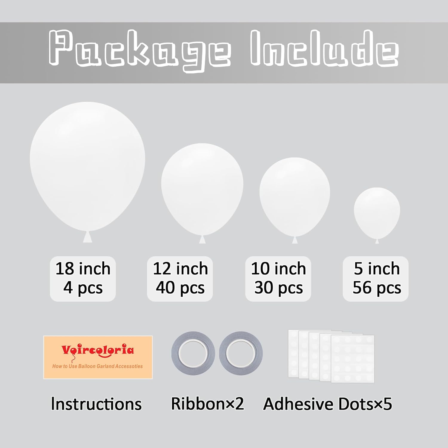 Thumbnail 1 de Voircoloria 130pcs White Balloons for Party Decorations 🎈