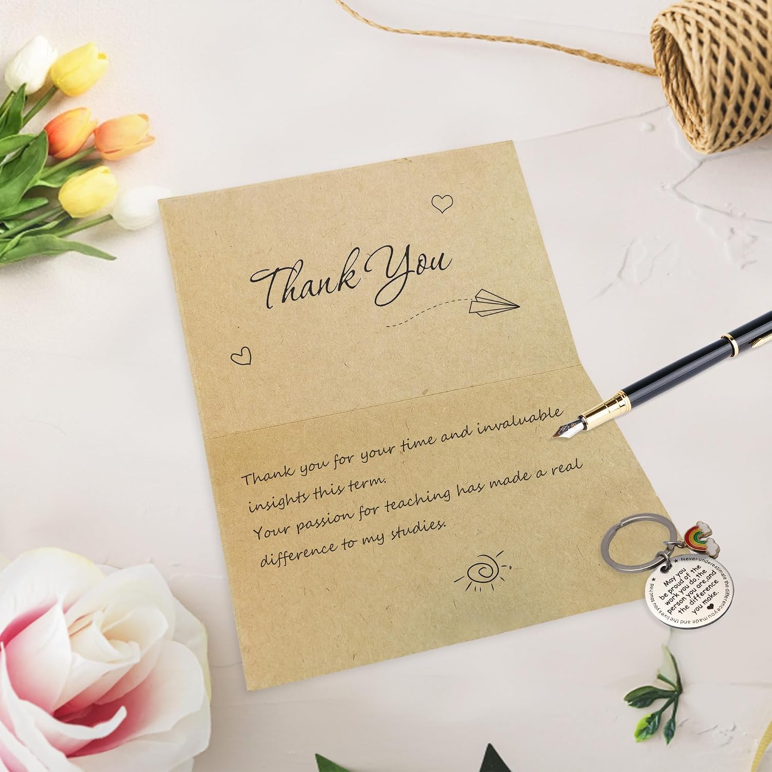 Thumbnail 6 de Sundonix Thank You Leaving Teacher Gift – 6 Pack Beech Bee Keychains with Personalised Cards & Envelopes