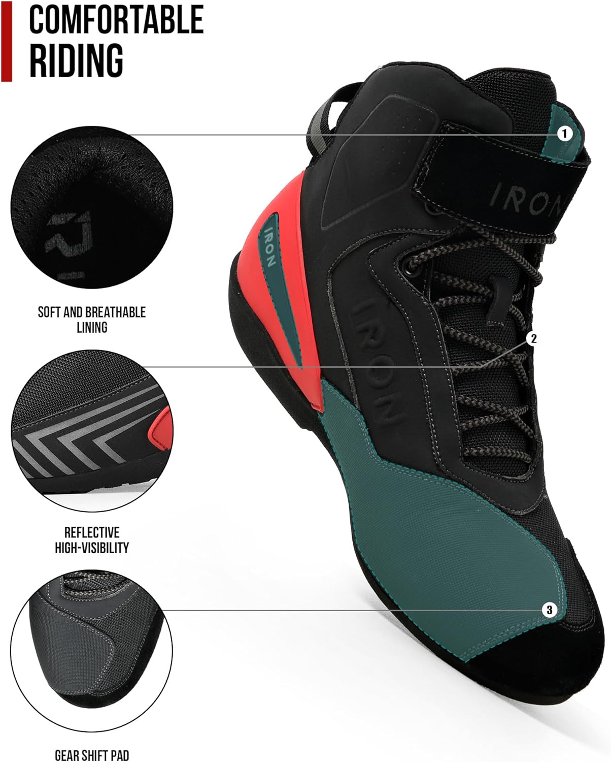 Thumbnail 4 de RIDEIRON Motorcycle Riding Shoes for Men: All-Season, Protective, Everyday Comfort
