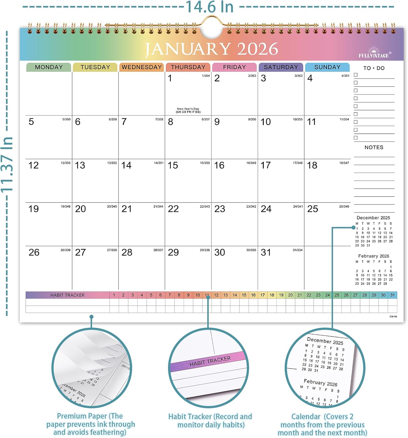 Thumbnail 2 de 2026 Calendar UK wall calendar 📆