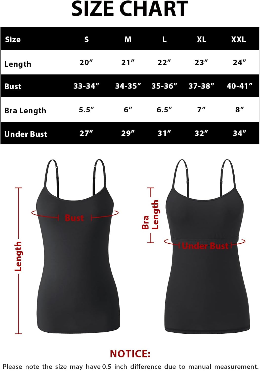 Thumbnail 4 de ROSYLINE Women's Cotton Camisole with Shelf Bra, Adjustable Straps, 3-Pack