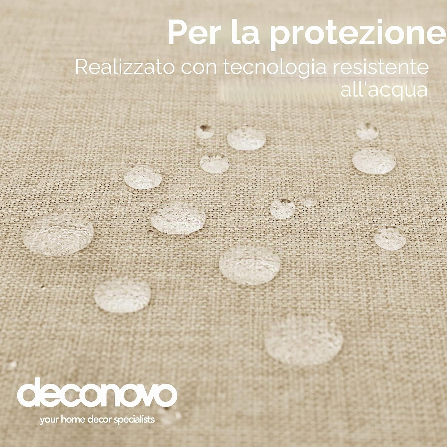 Detalle de Deconovo Tovaglia Rettangolare in Finto Lino 137x200 cm – Beige, 1 Pezzo