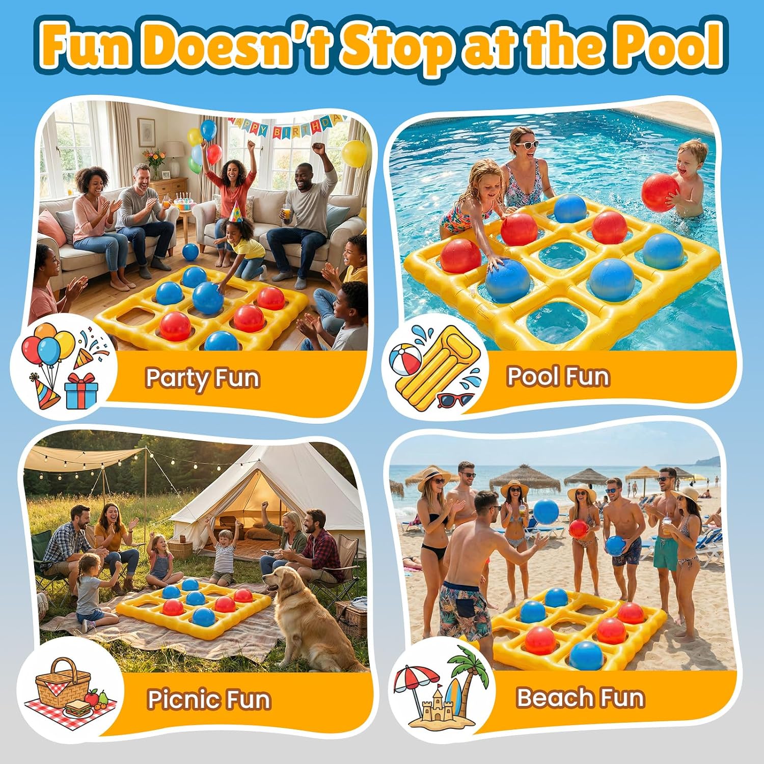 Detalle 2 de Dalipto Giant Inflatable Tic-Tac-Toe Pool Game