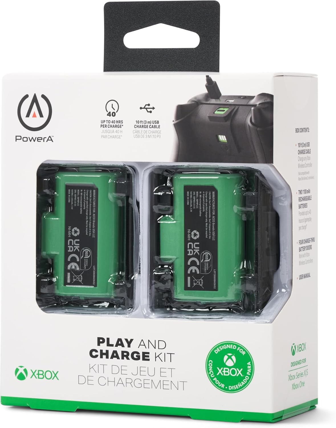 Thumbnail 6 de PowerA XBPW0119-01 プレイ＆チャージキット Xbox Series X|S・Xbox One用 1,100mAh充電池2個