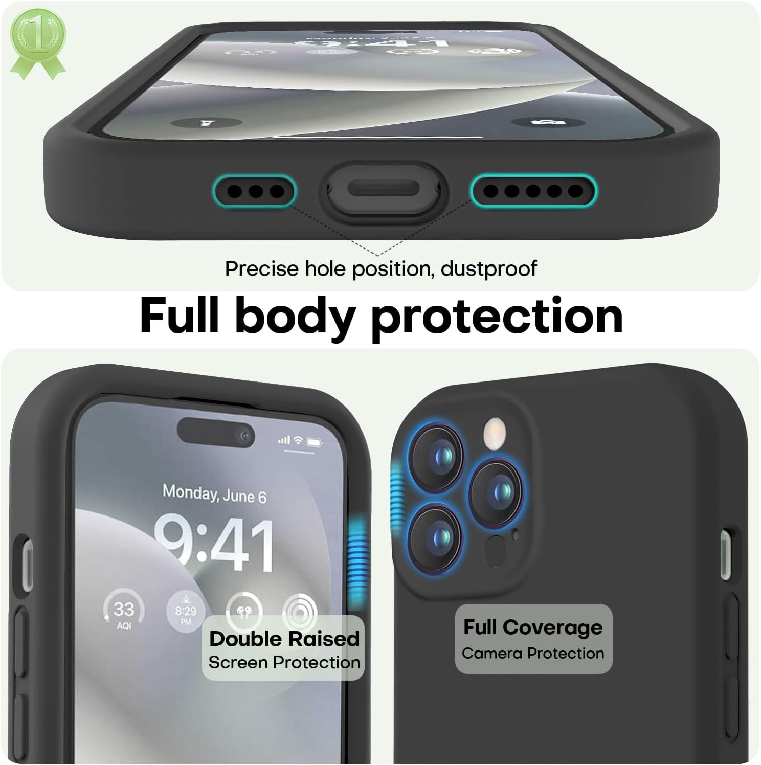 Thumbnail 2 de LOVE 3000 Designed for iPhone 14 Pro Case — Premium Silicone with Soft Anti-Scratch Lining, Shockproof Protection (Black, 6.1")