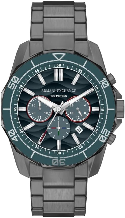 Detalle de Armani Exchange Uhr für Herren – Chronograph, 44 mm, anthrazit/blau