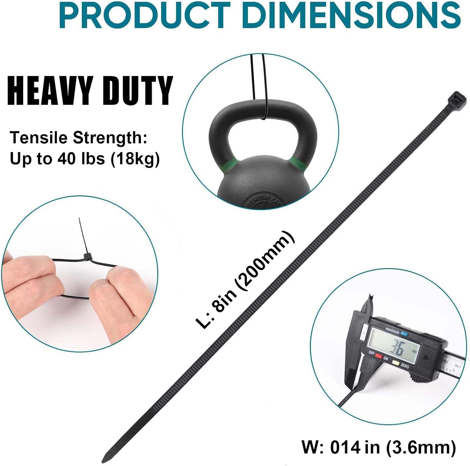 Detalle 2 de 1000 pack cable ties 200mm, 3.6mm