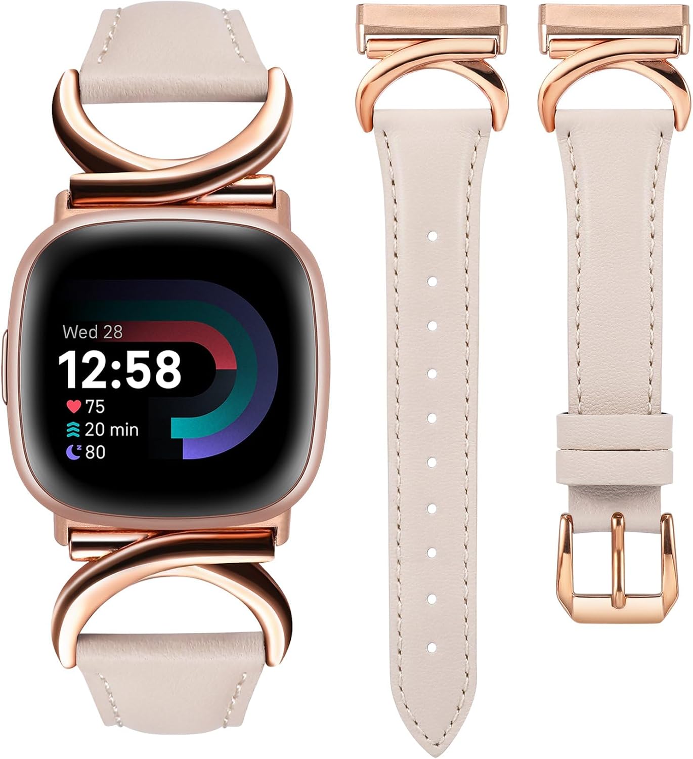 Thumbnail 6 de TOYOUTHS slim leather strap with C-shaped metal buckle for Fitbit Versa 4/Versa 3/Sense 2 (women)