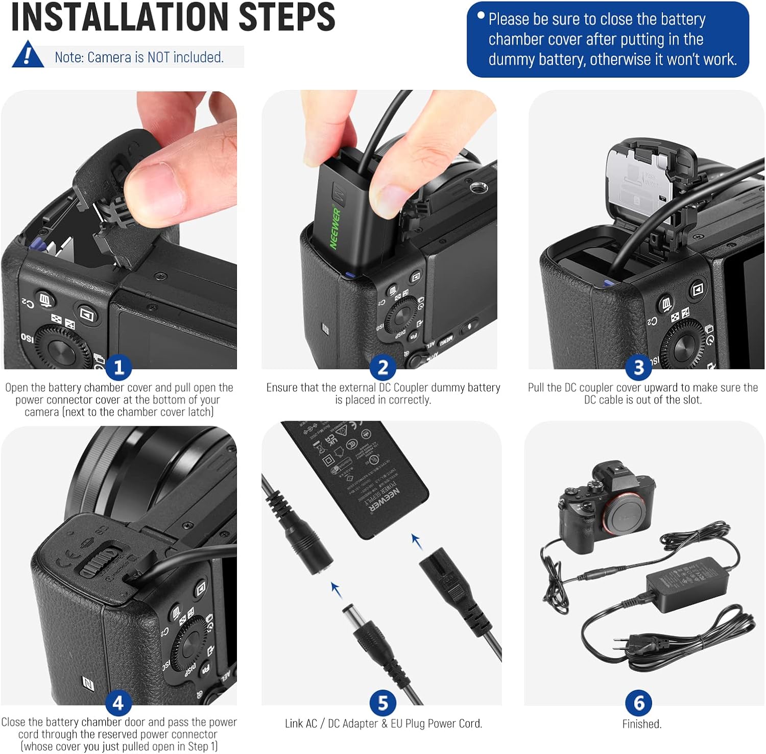Thumbnail 2 de NEEWER AC-PW20 Adattatore d’Alimentazione con batteria fittizia per Sony NP-FW50