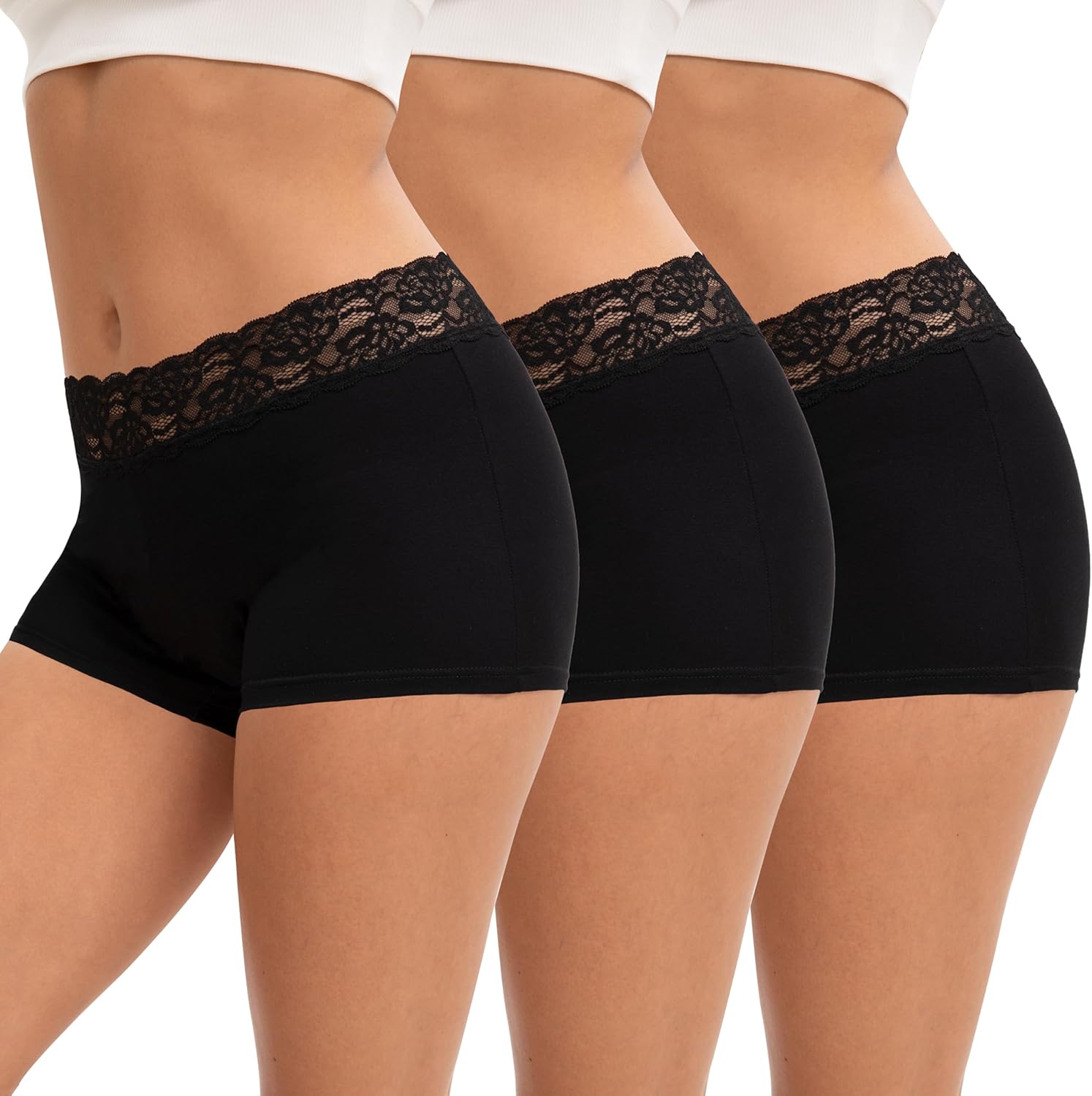 Thumbnail 6 de INNERSY Damen Boxershorts aus Baumwolle mit Spitze – 3er Pack