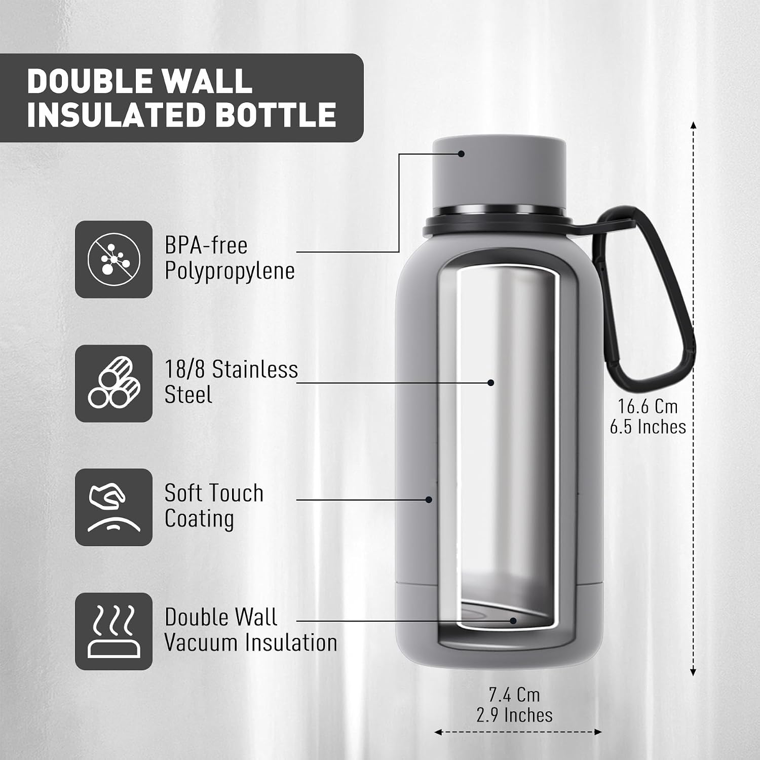 Detalle de Exllena vacuum insulated water bottle 350ml