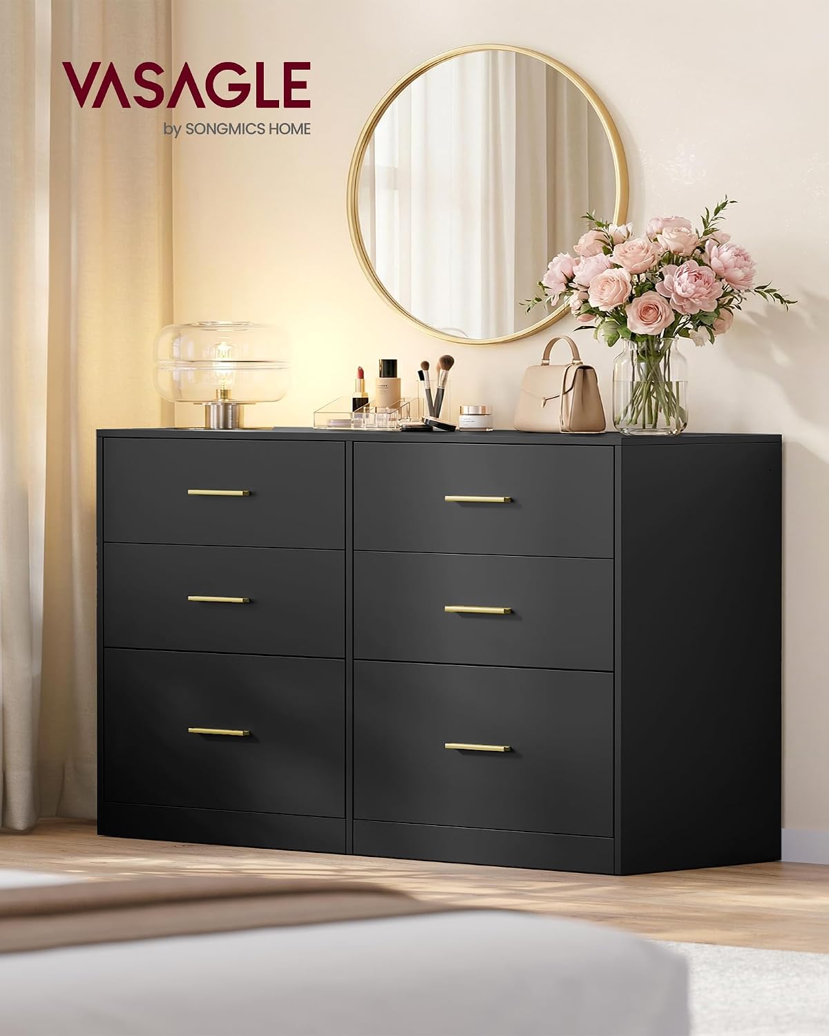 Detalle 2 de VASAGLE Custos Collection LTS416BC01 Chest of Drawers, 6 Drawers, Ink Black