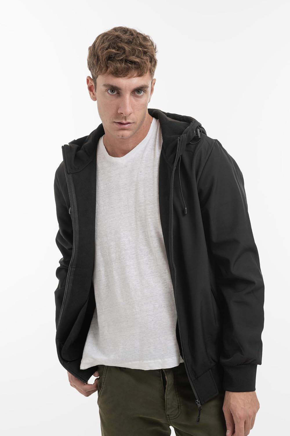 Detalle de TONY BACKER 6860 Giacca softshell uomo impermeabile antivento con cappuccio