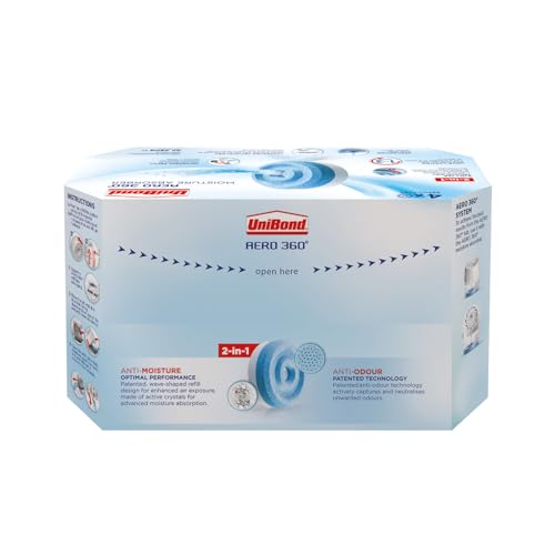 Detalle de UniBond AERO 360° Moisture Absorber Neutral Refill Tab, 450 g (Pack of 4) – practical moisture control