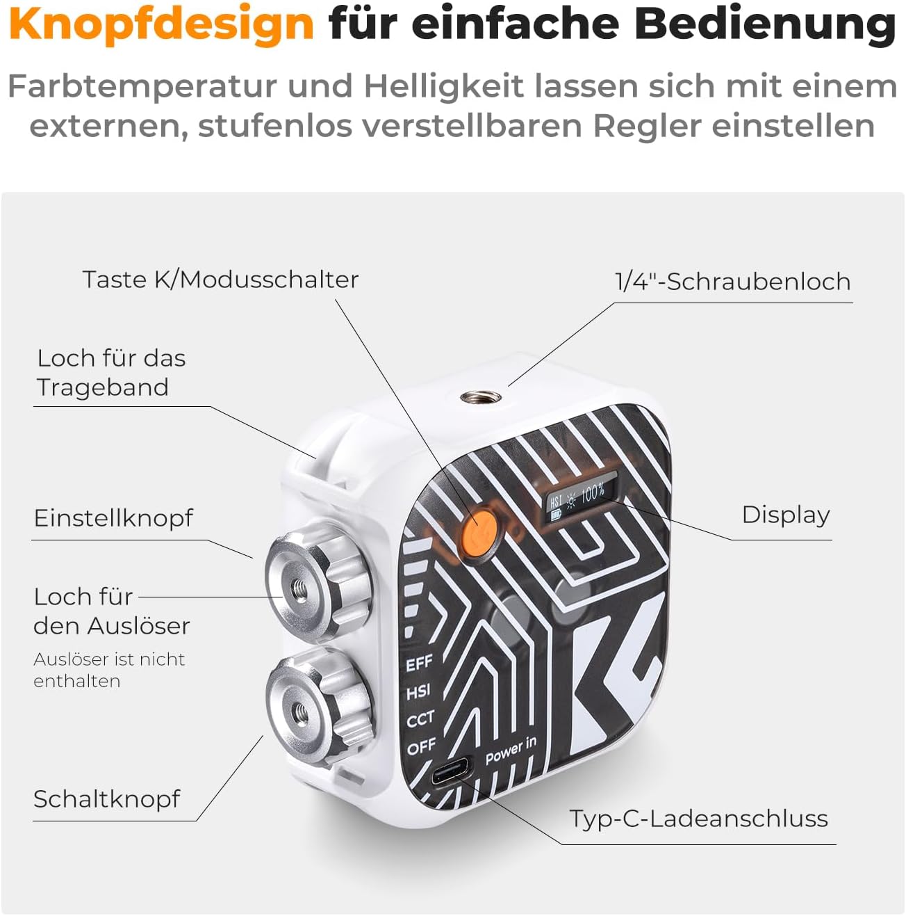 Detalle 2 de K&F CONCEPT 60 LED RGB Videolicht 2000mAh đ„