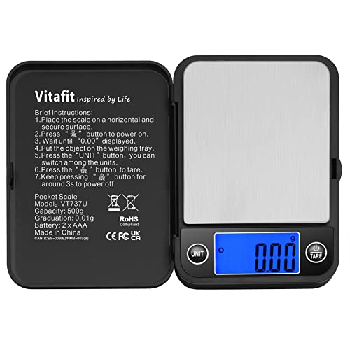 Vitafit Báscula de Precisión Digitale para Joiería y Cocina, 500 g x 0,01 g