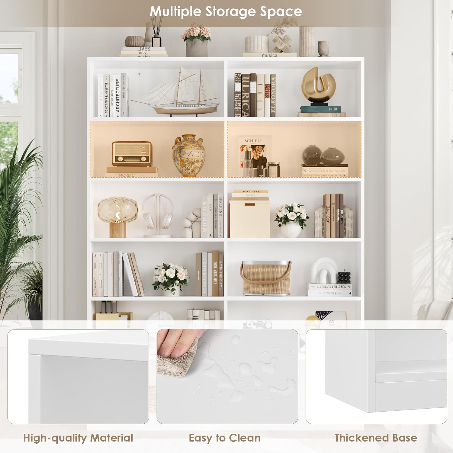 Thumbnail 6 de FirFurd P848847 12-Compartment Bookcase, White, 120 x 30 x 188.7 cm