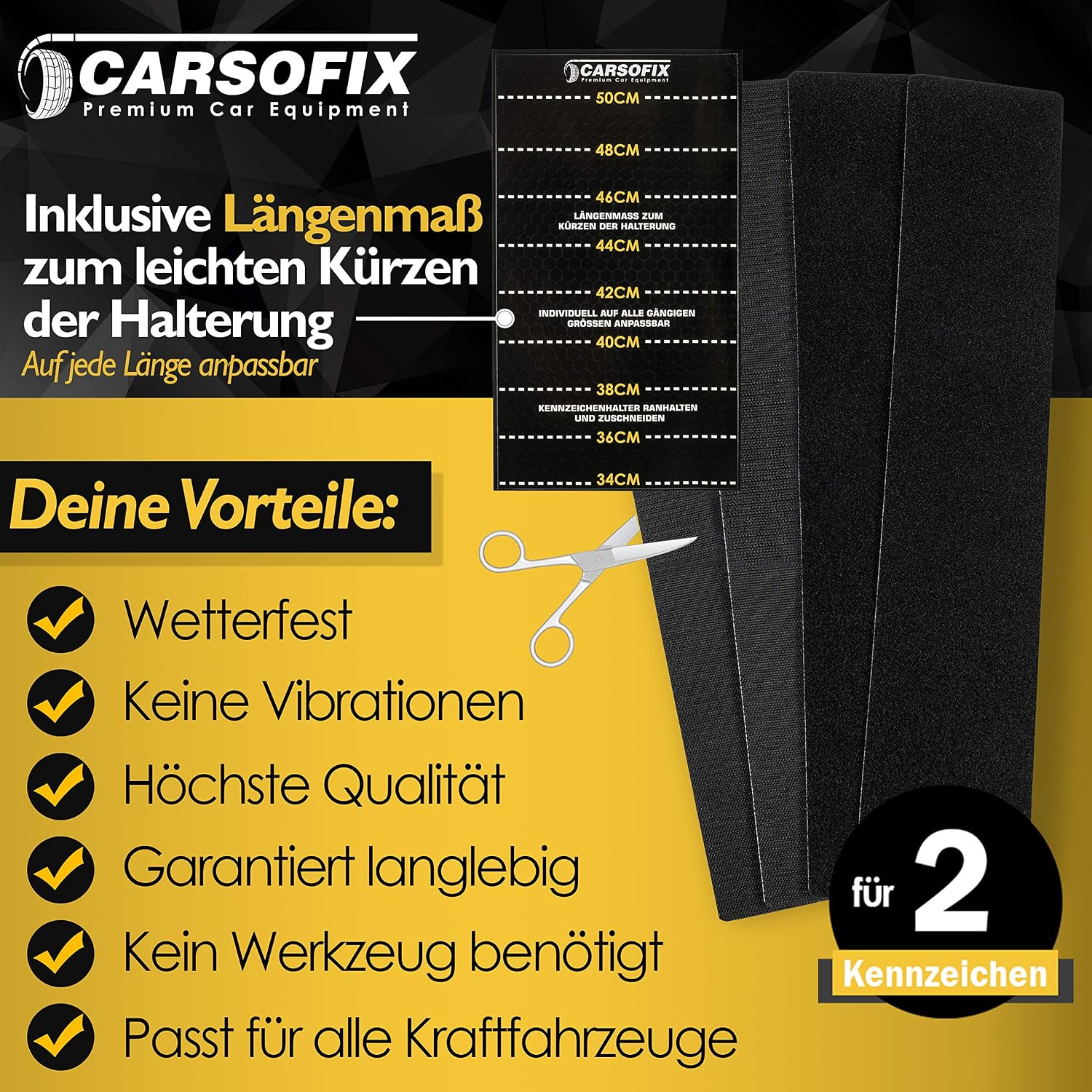 Detalle 2 de CARSOFIX Kennzeichenhalter Rahmenlos mit Klett