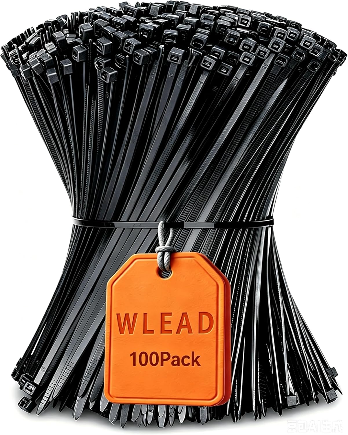 Detalle de WLEAD Heavy-Duty Nylon Cable Ties, 12-Inch, 45 lb, Black, 100-Pack