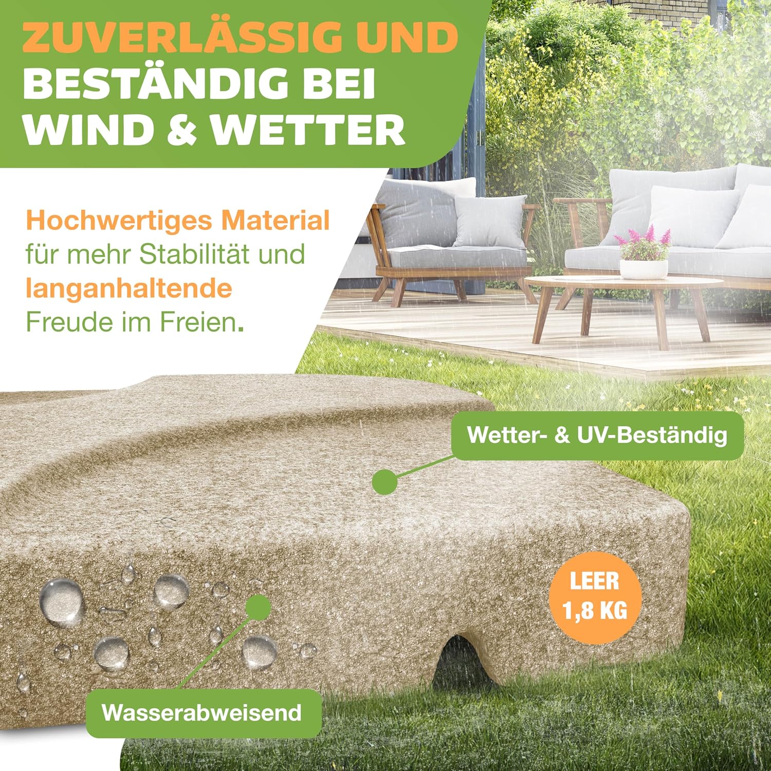 Thumbnail 3 de KESSER Sonnenschirmständer 4-teilig für Ampelschirm – befüllbar (60 Liter / bis 80 kg) inkl. Metallverbinder