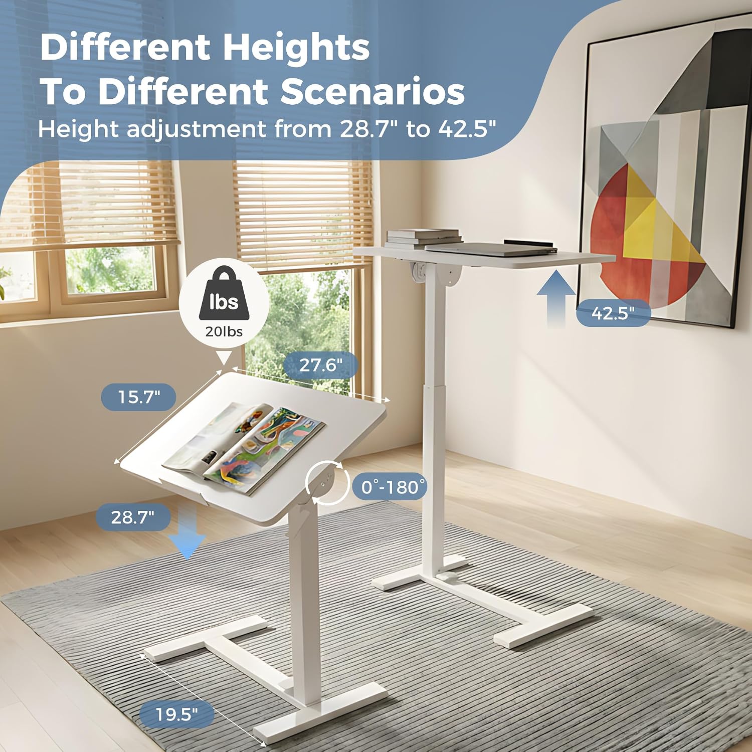 Detalle de DUMOS Overbed Table, 20 lb Capacity