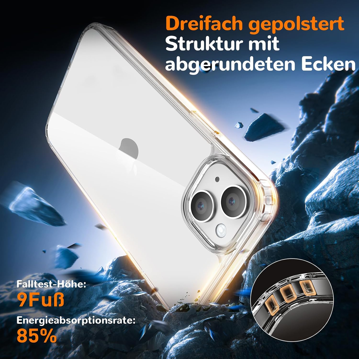 Thumbnail 1 de Clear TPU iPhone 15 case 9FT drop