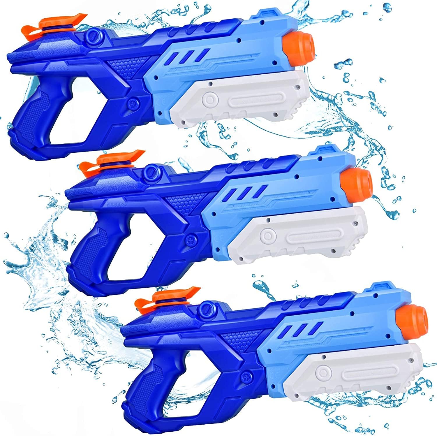 Detalle de Quanquer 3 Pack Water Guns for Kids & Adults – 600cc High Capacity Soaker Blaster (Blue)